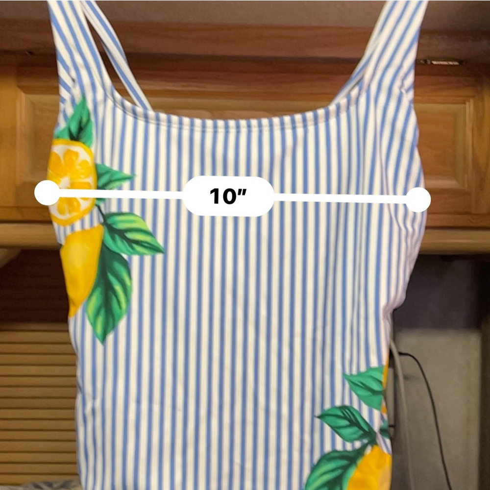Kona Sol Lemon Stripe Tie Back One Piece Swimsuit Bathing Suit Size L - Picture 6 of 8